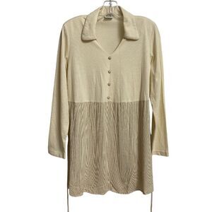 Vintage Take Nine Maternity Blouse Sz L Long Sleeve Tie Front Textured Collared